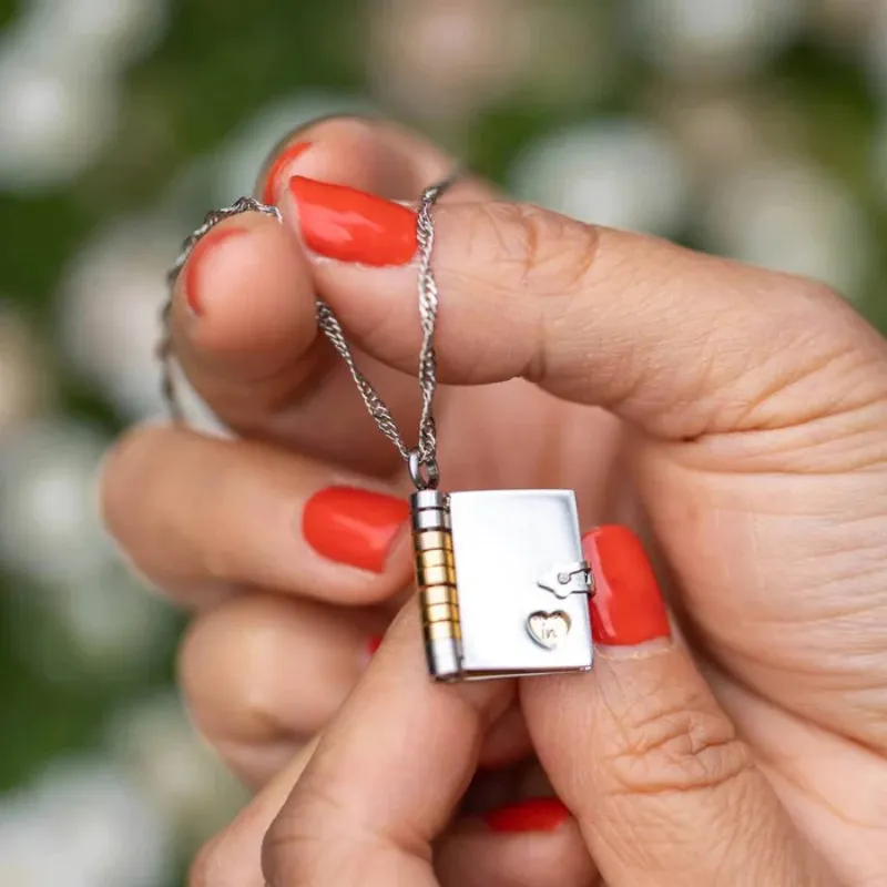 Personalized Book Patterned Necklace