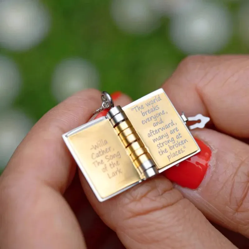 Personalized Book Patterned Necklace