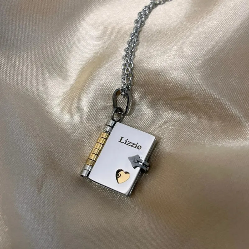 Personalized Book Patterned Necklace