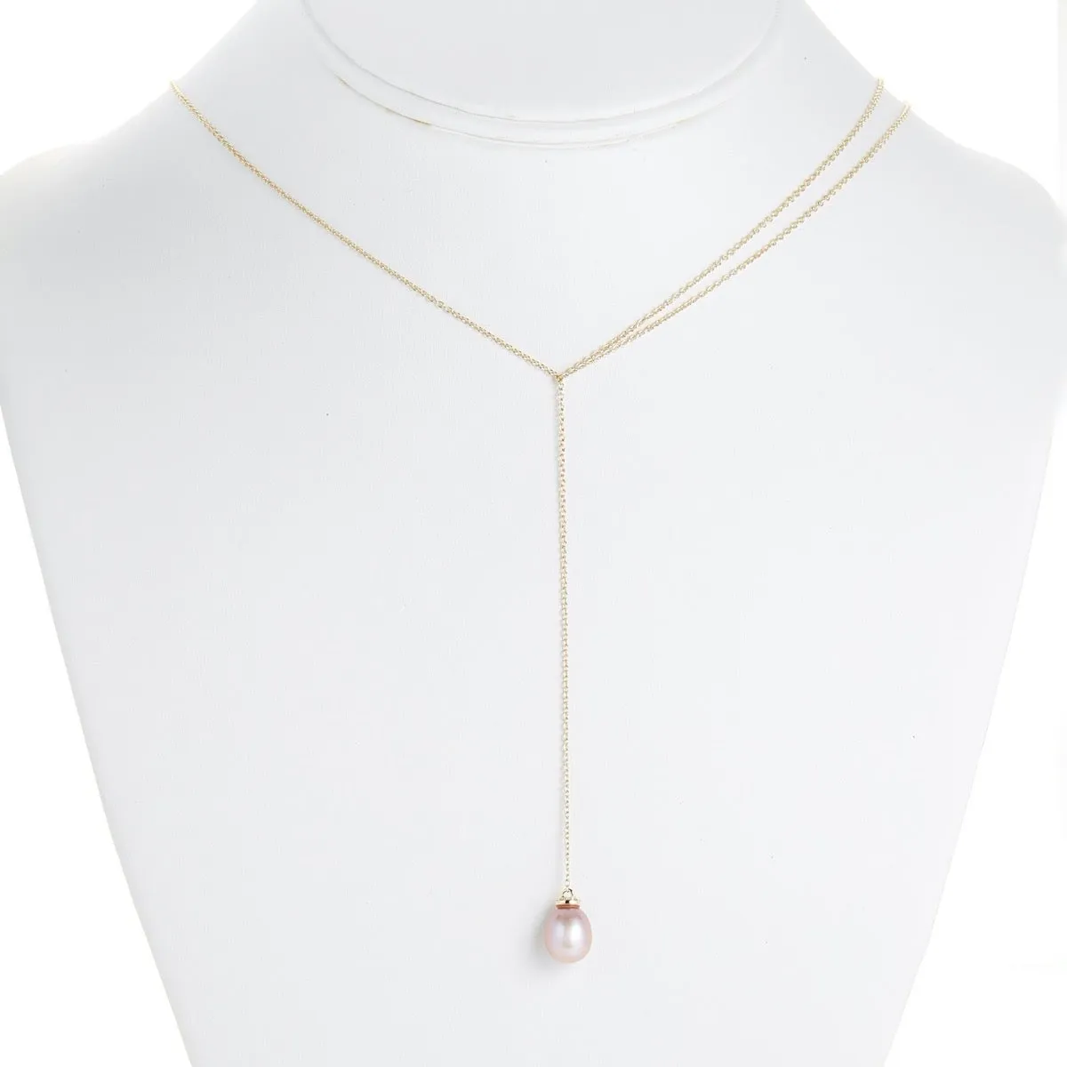 Pink Pearl Drop Lanyard Necklace