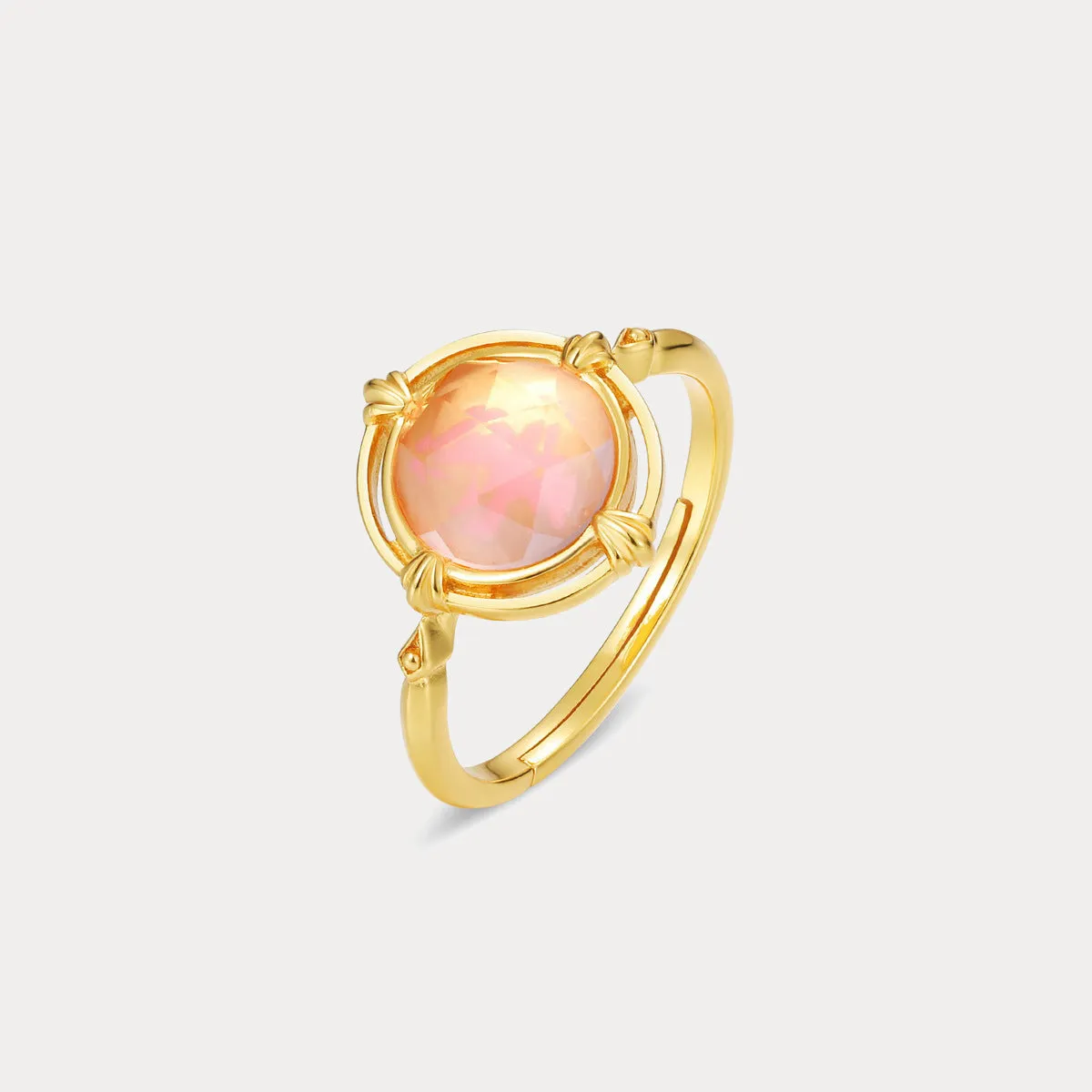 Pink Round Crystal Ring