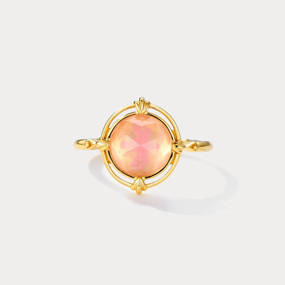 Pink Round Crystal Ring