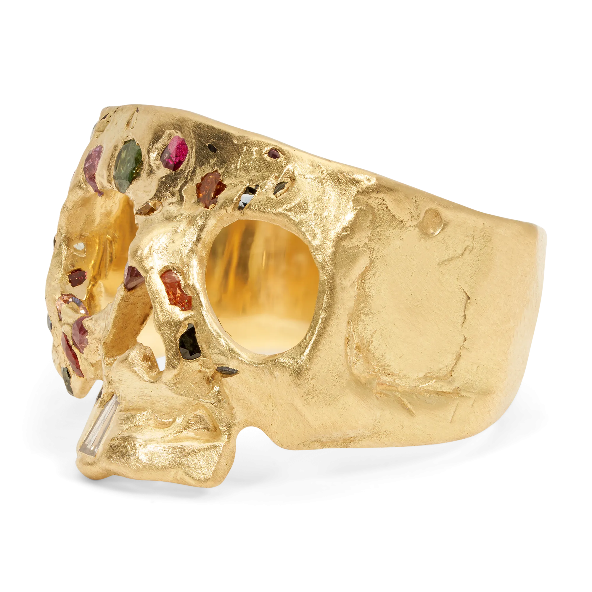 Rainbow Confetti Skull Ring - Made To Order