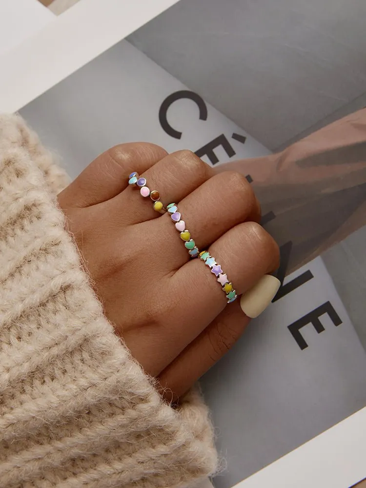 RAINBOW ENAMEL HEART RING