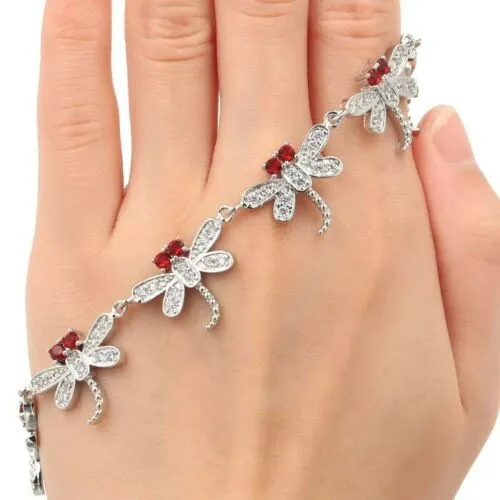 Red Ruby Dragonfly Tennis Bracelet