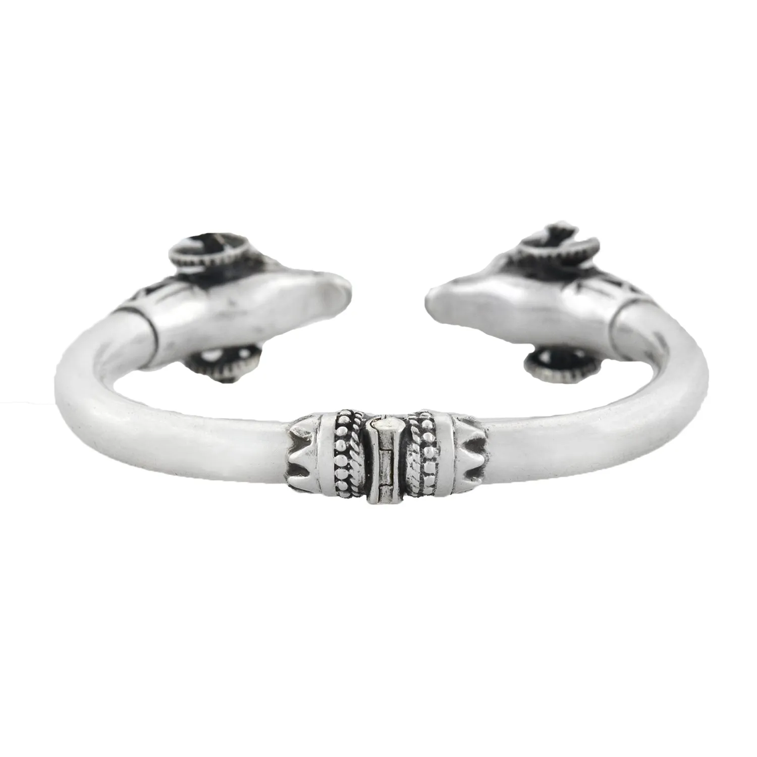 Retro Sterling Silver Ram's Head Bangle Bracelet