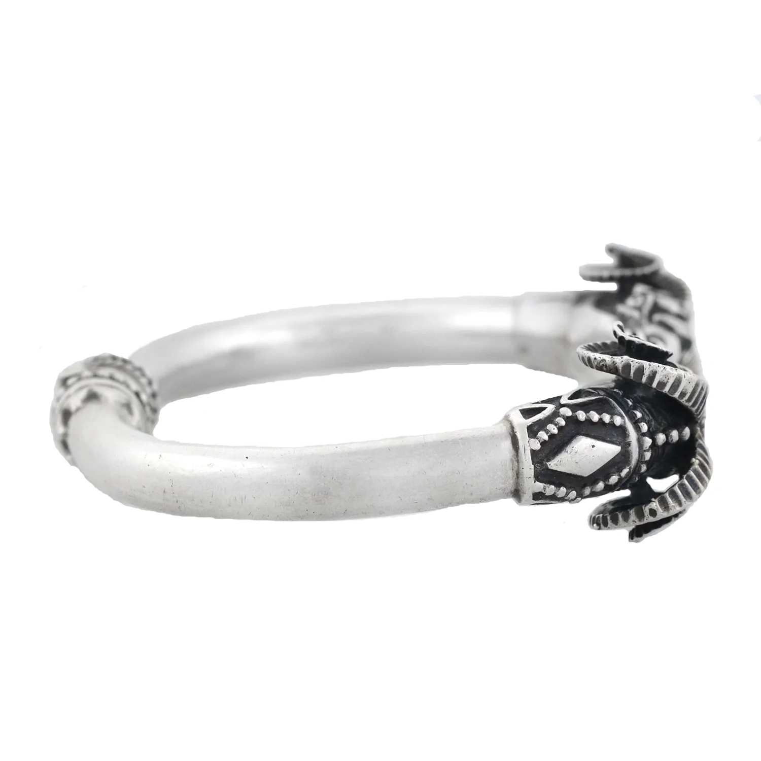 Retro Sterling Silver Ram's Head Bangle Bracelet