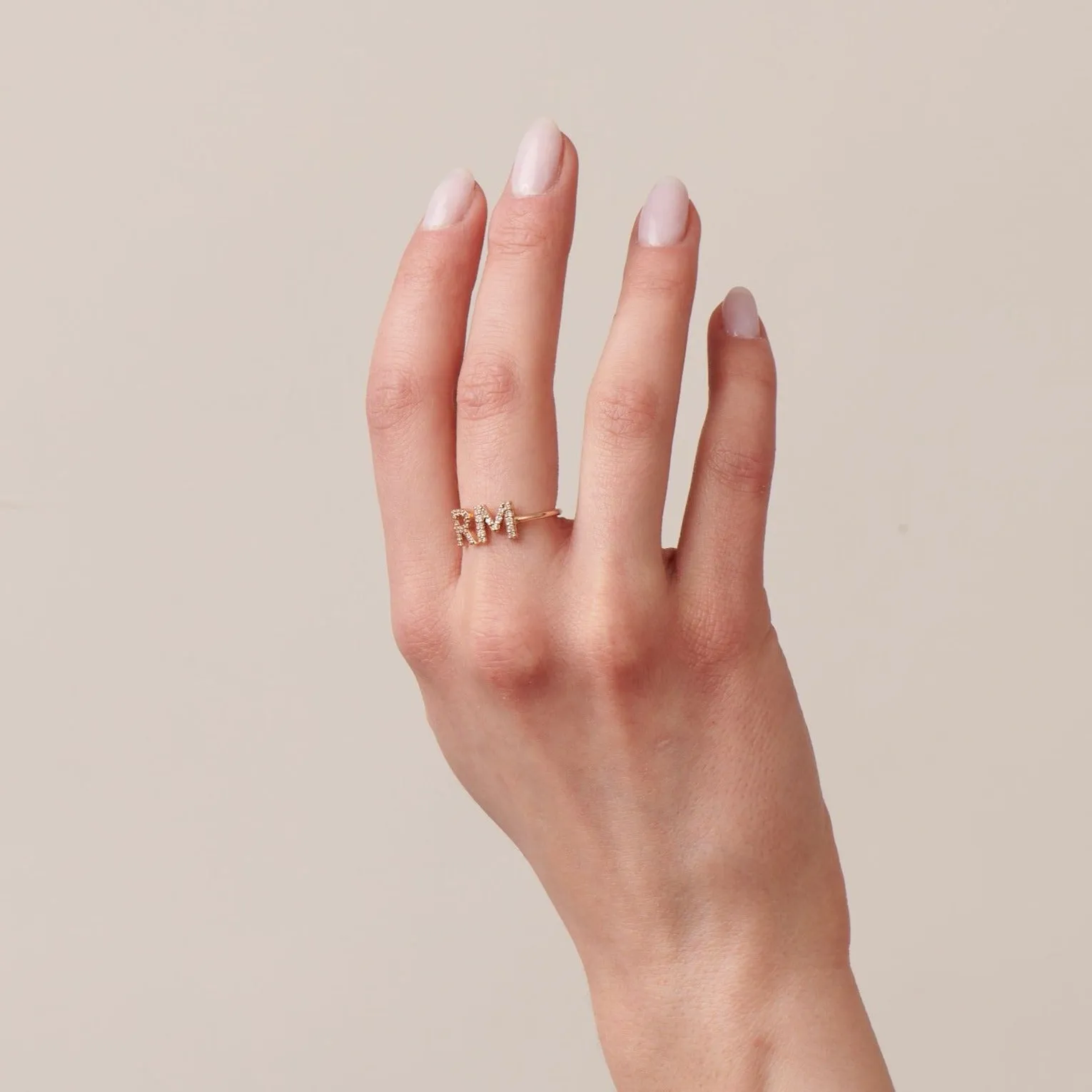 Rose Gold Diamond Initials Ring