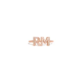 Rose Gold Diamond Initials Ring