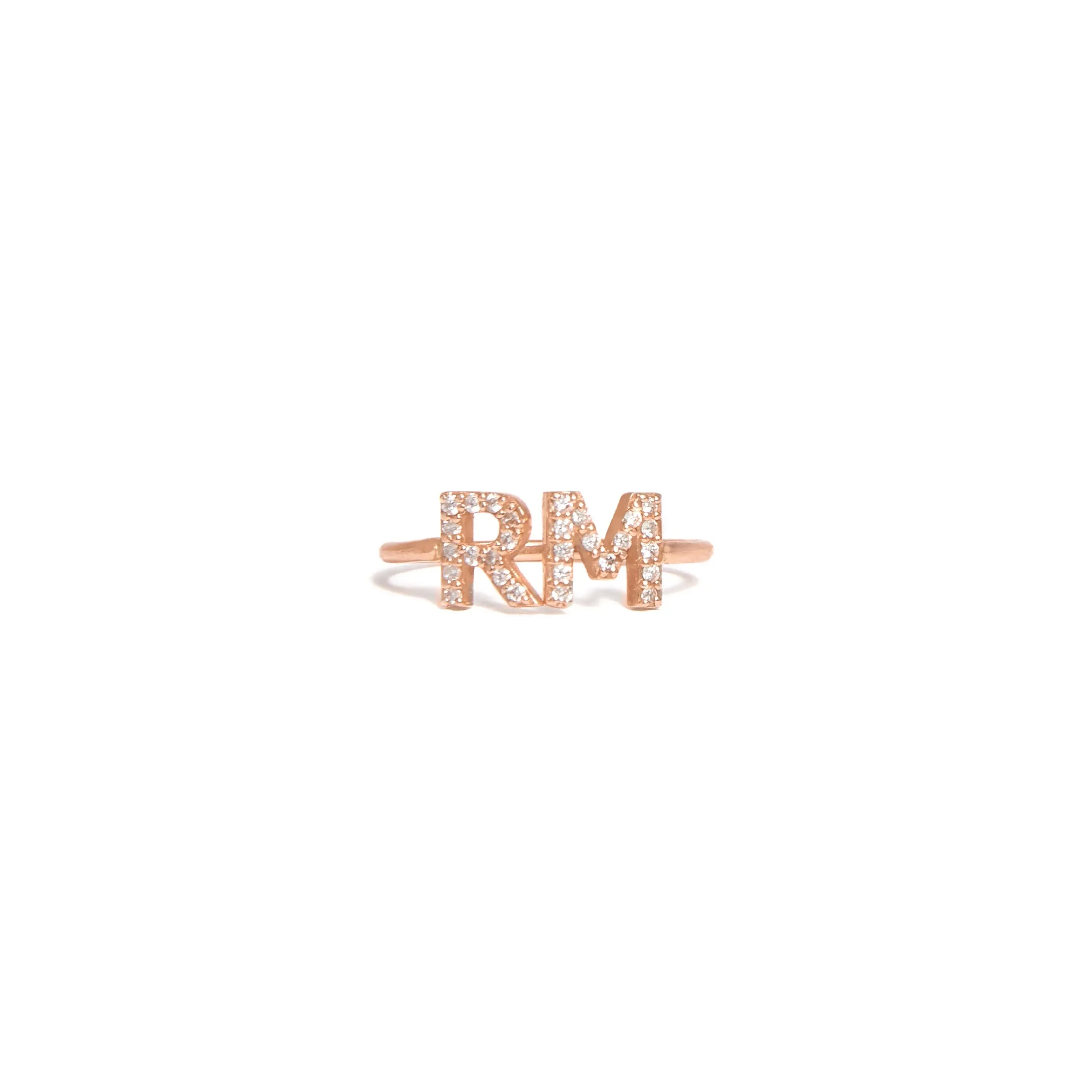 Rose Gold Diamond Initials Ring