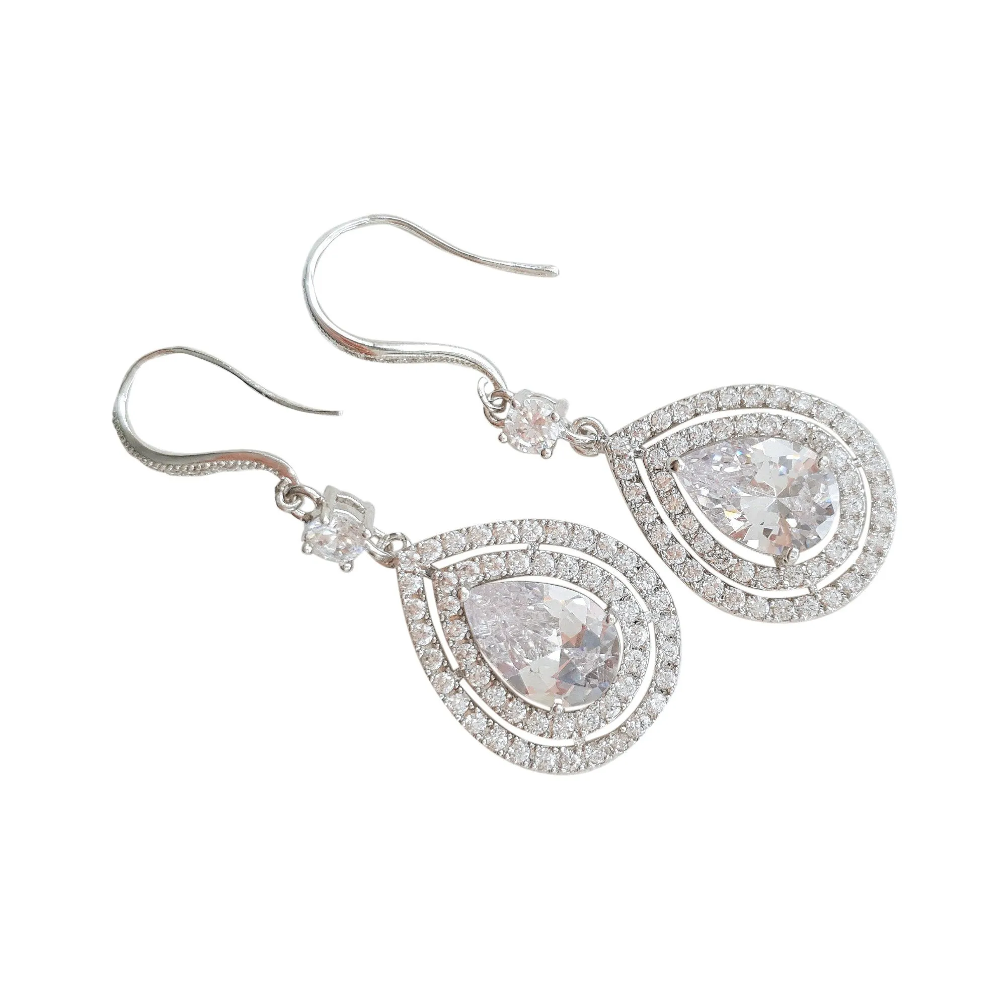 Rose Gold Large Teardrop Dangle Earrings-Joni