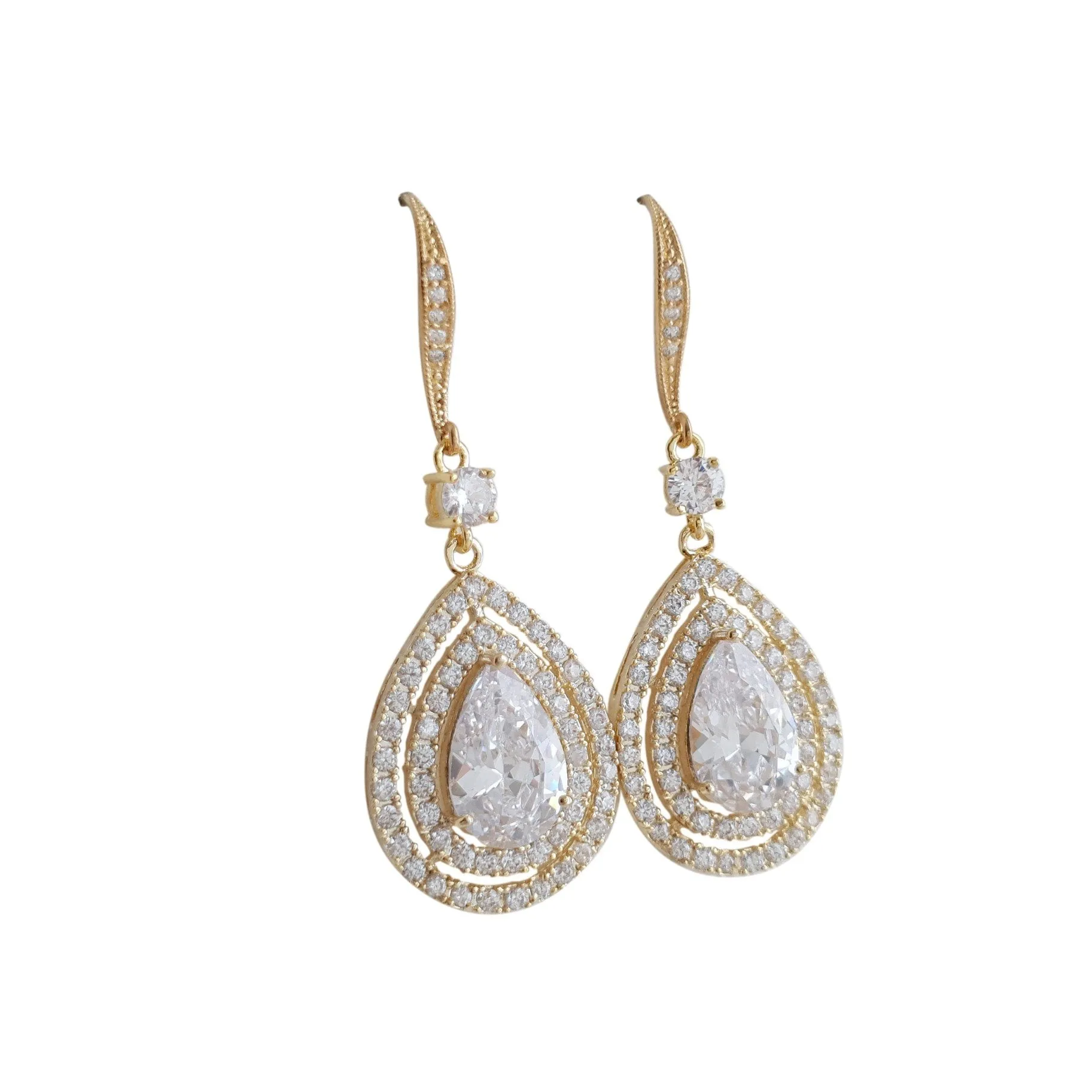 Rose Gold Large Teardrop Dangle Earrings-Joni