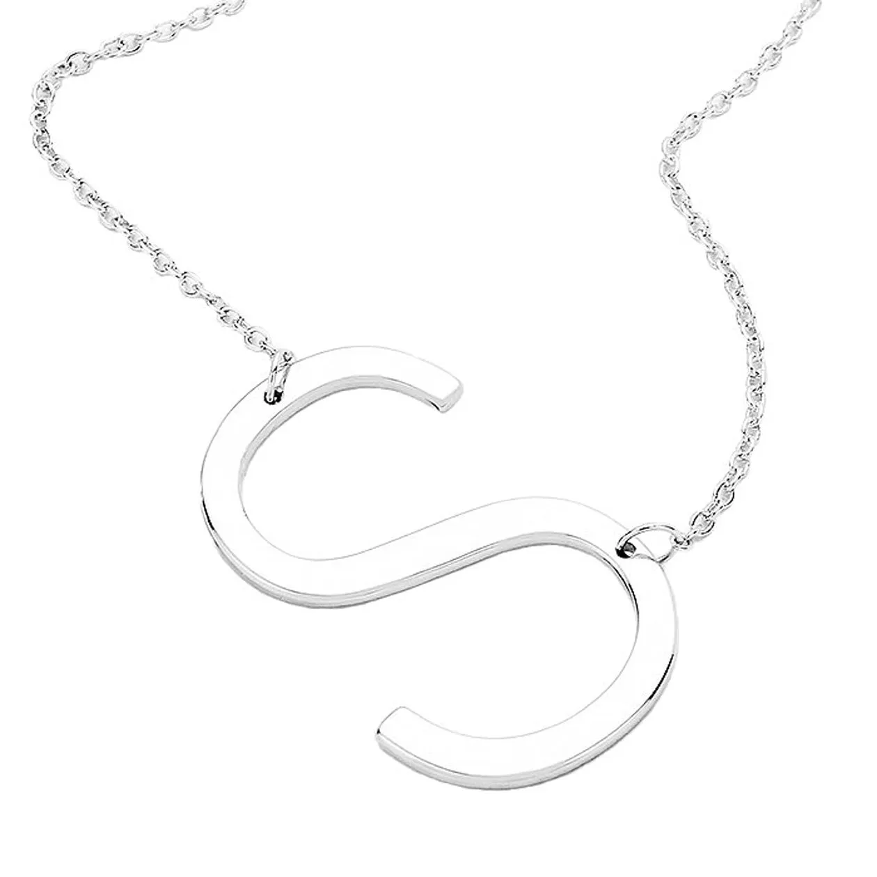 S Monogram Metal Pendant Necklace