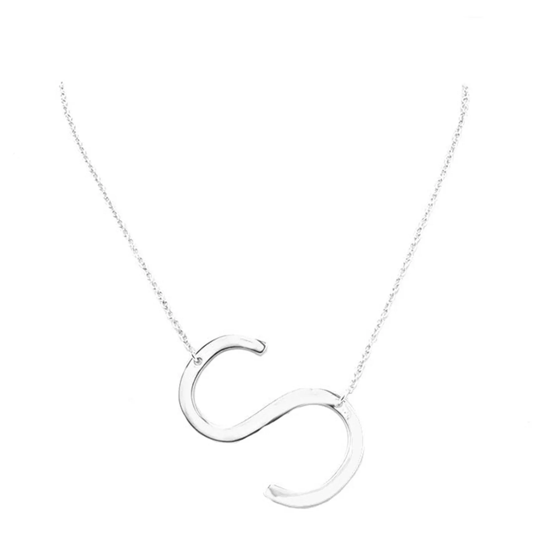 S Monogram Metal Pendant Necklace