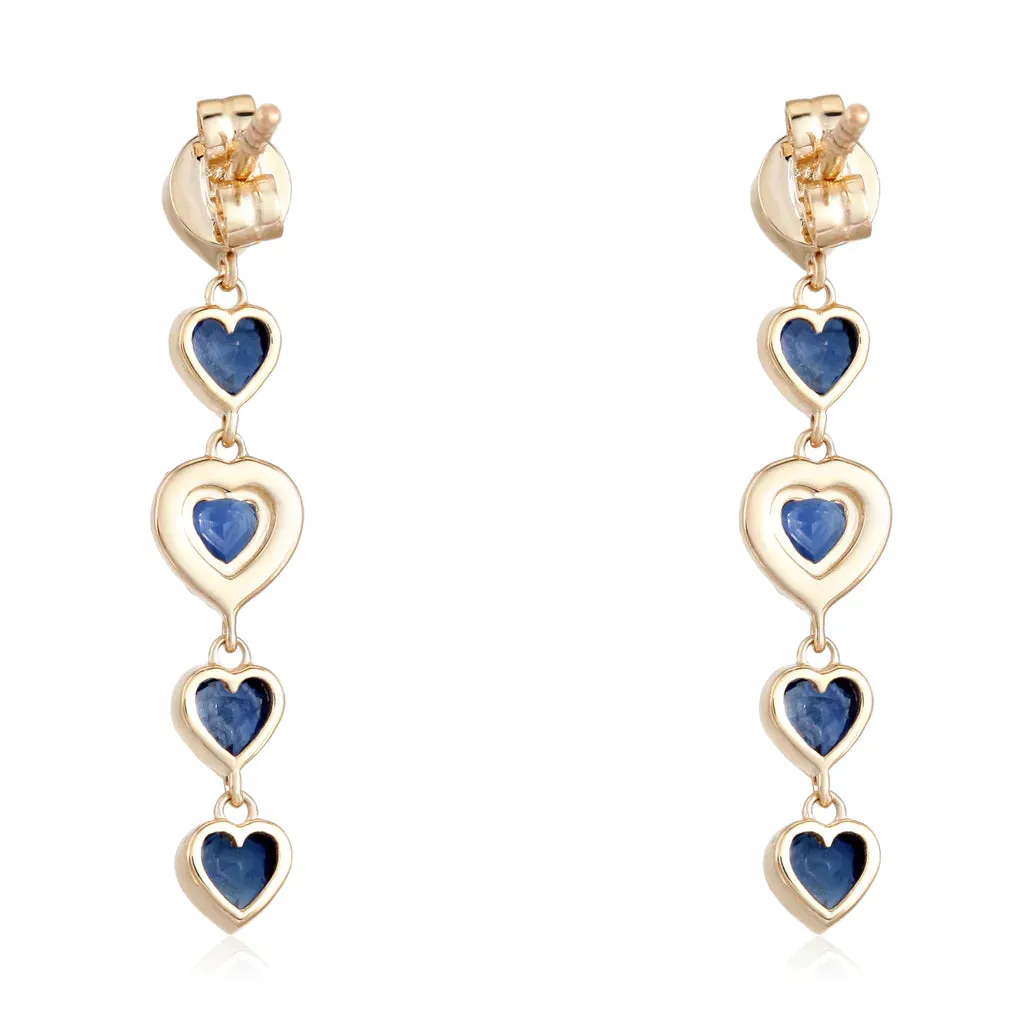 Sapphire Heart Drop Earrings