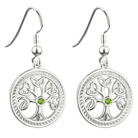 Silver Tree of Life Drop Earrings