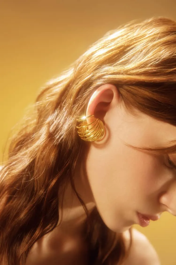 Spiral gold earring