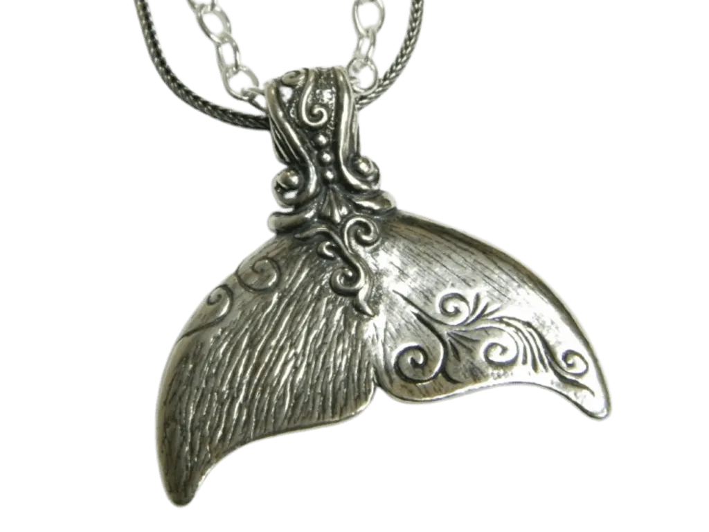 Sterling Silver Necklace for men, necklaces for woman. Whale tail Necklace.