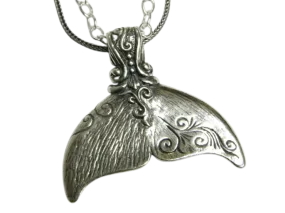 Sterling Silver Necklace for men, necklaces for woman. Whale tail Necklace.