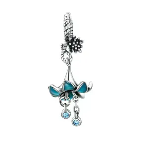 Sterling Silver Pandora Style Blue Lily Charm