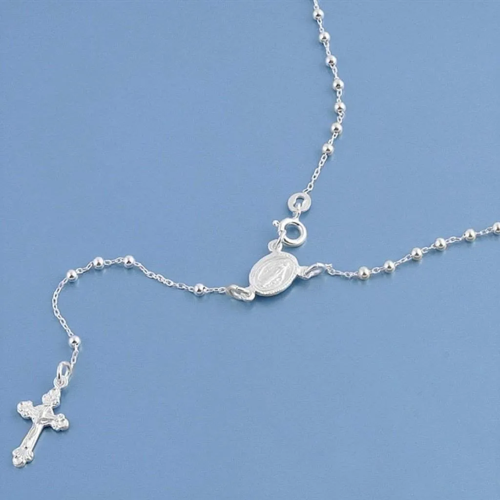 Sterling Silver Rosary Necklace 2.5mm