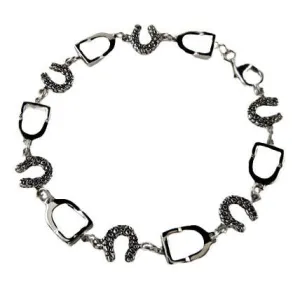 Stirrup and Horseshoe Bracelet Sterling Silver