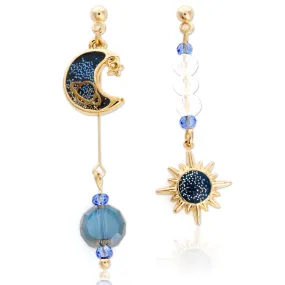 Sun and Moon Mismatched Drop Earrings