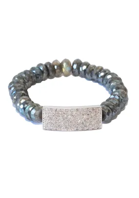 Sydney Evan 14KWG Diamond Bar Labradorite Bead Bracelet