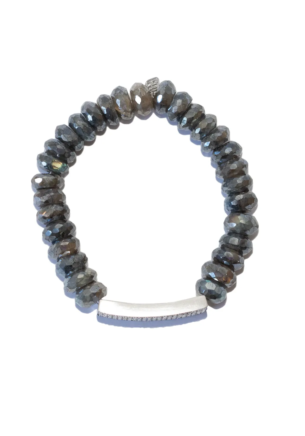 Sydney Evan 14KWG Diamond Bar Labradorite Bead Bracelet