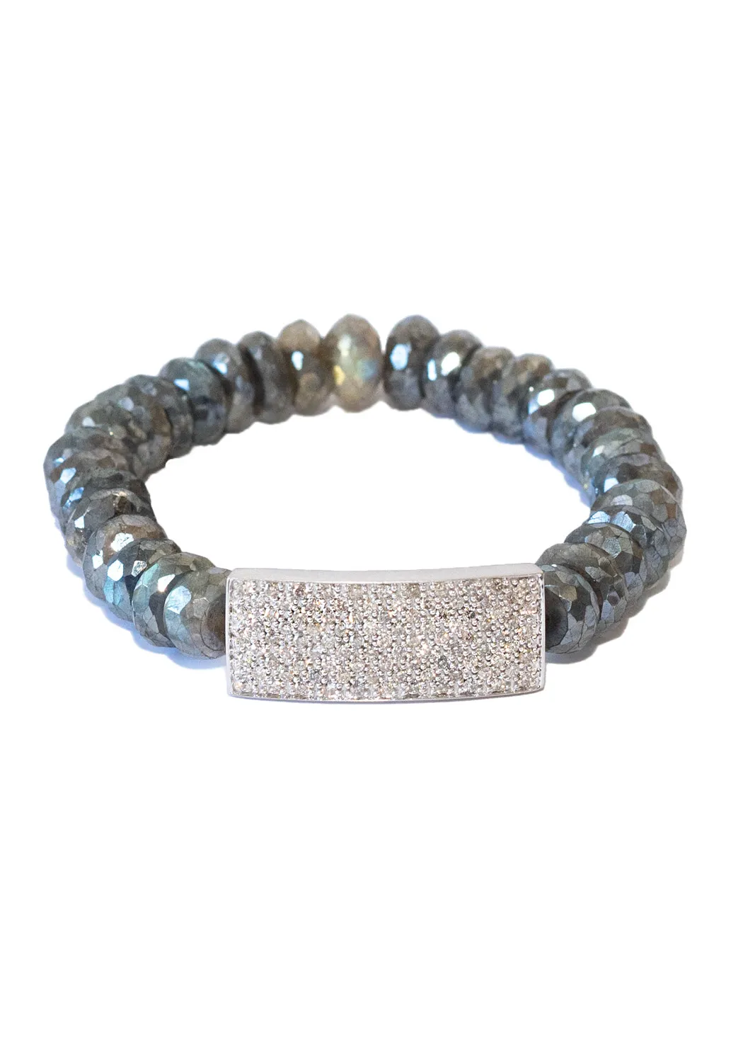 Sydney Evan 14KWG Diamond Bar Labradorite Bead Bracelet