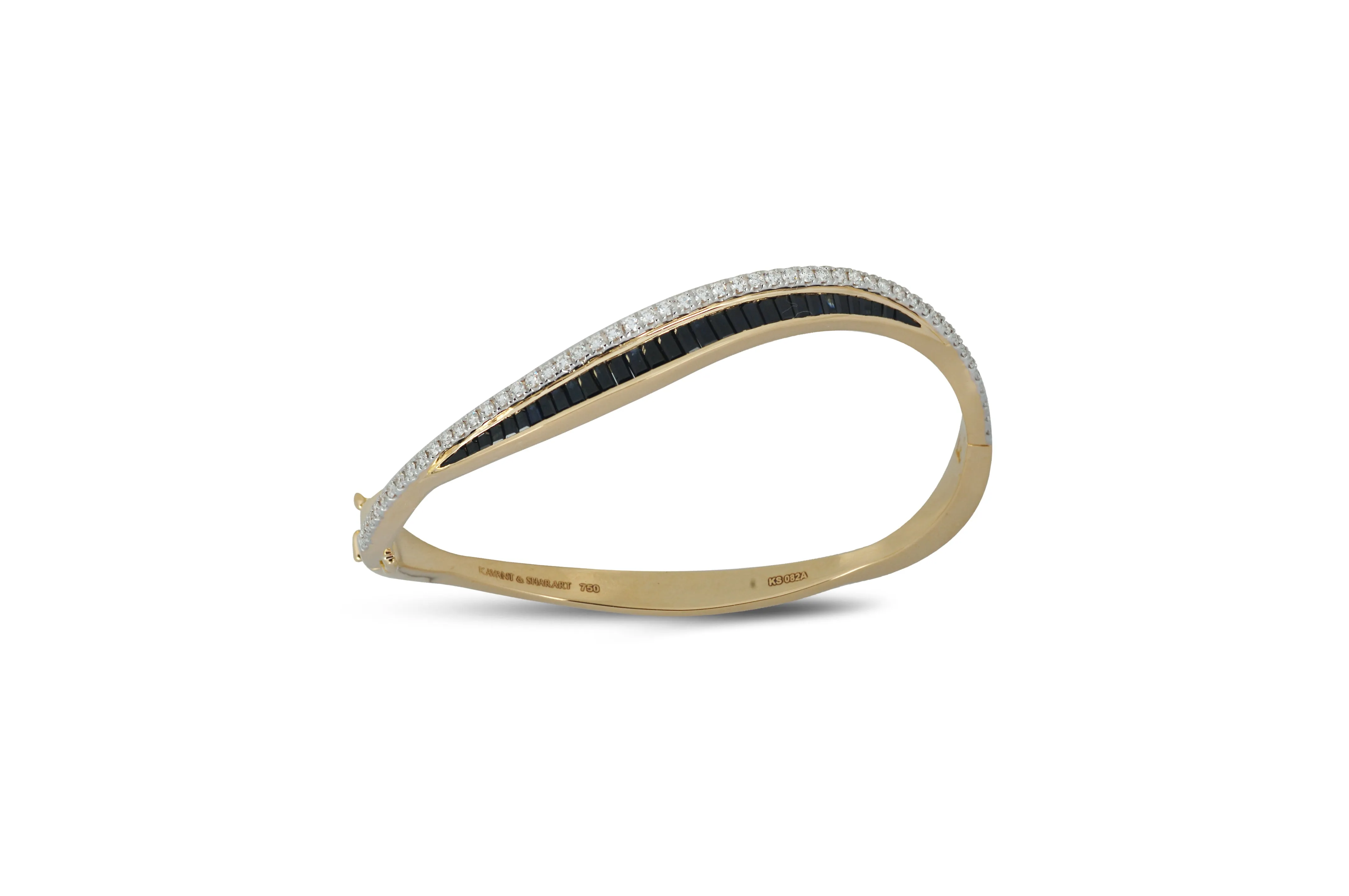 Talay Wave Twist 19 Black Sapphire Bangle