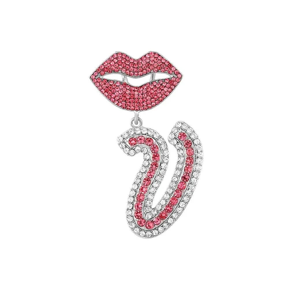 Trendy Pink Cuban Chain Rhinestone Letter Pendant Necklace