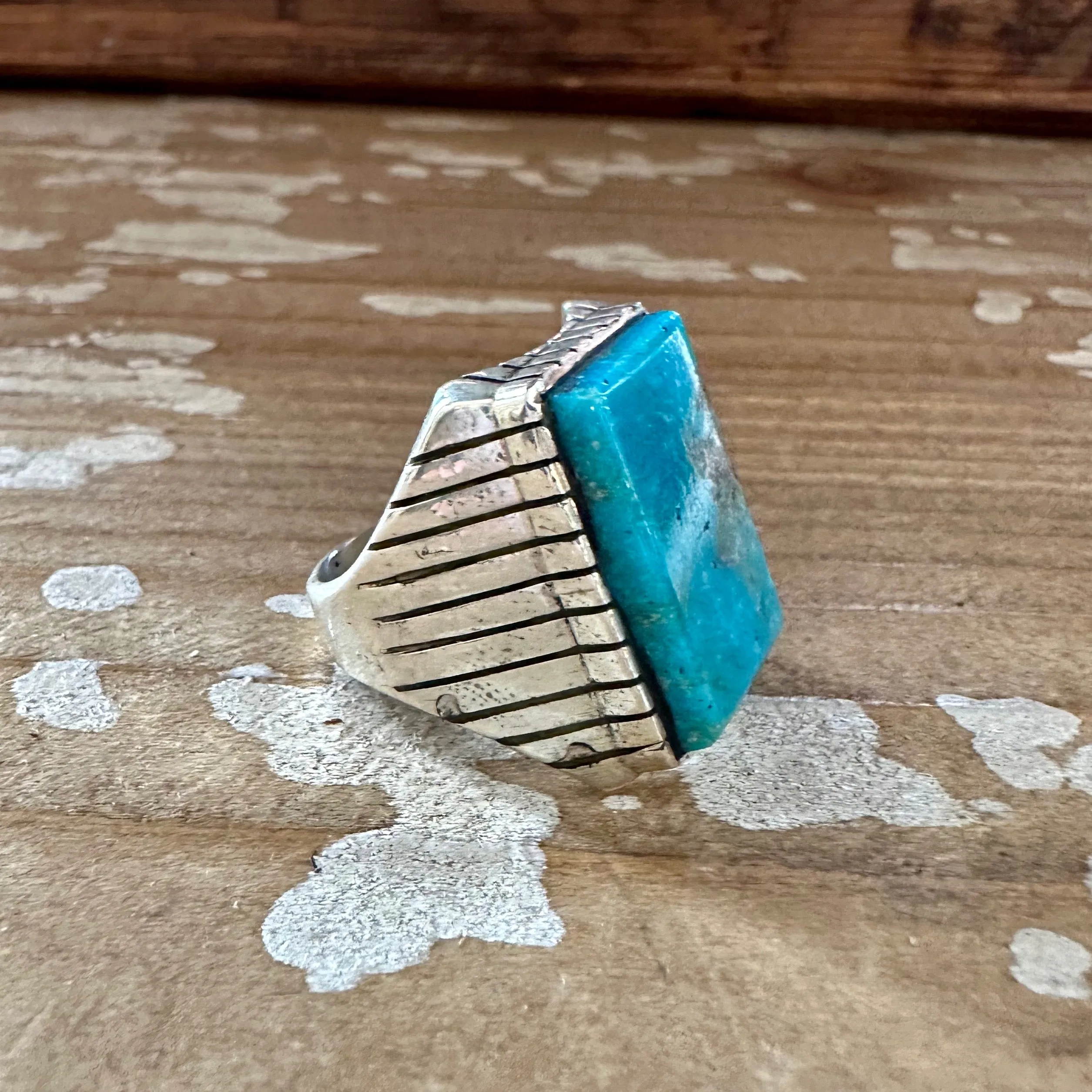 TREVOR JACK Navajo Handmade Mens Rings w/ Sterling Silver & Kingman Turquoise  Various Sizes