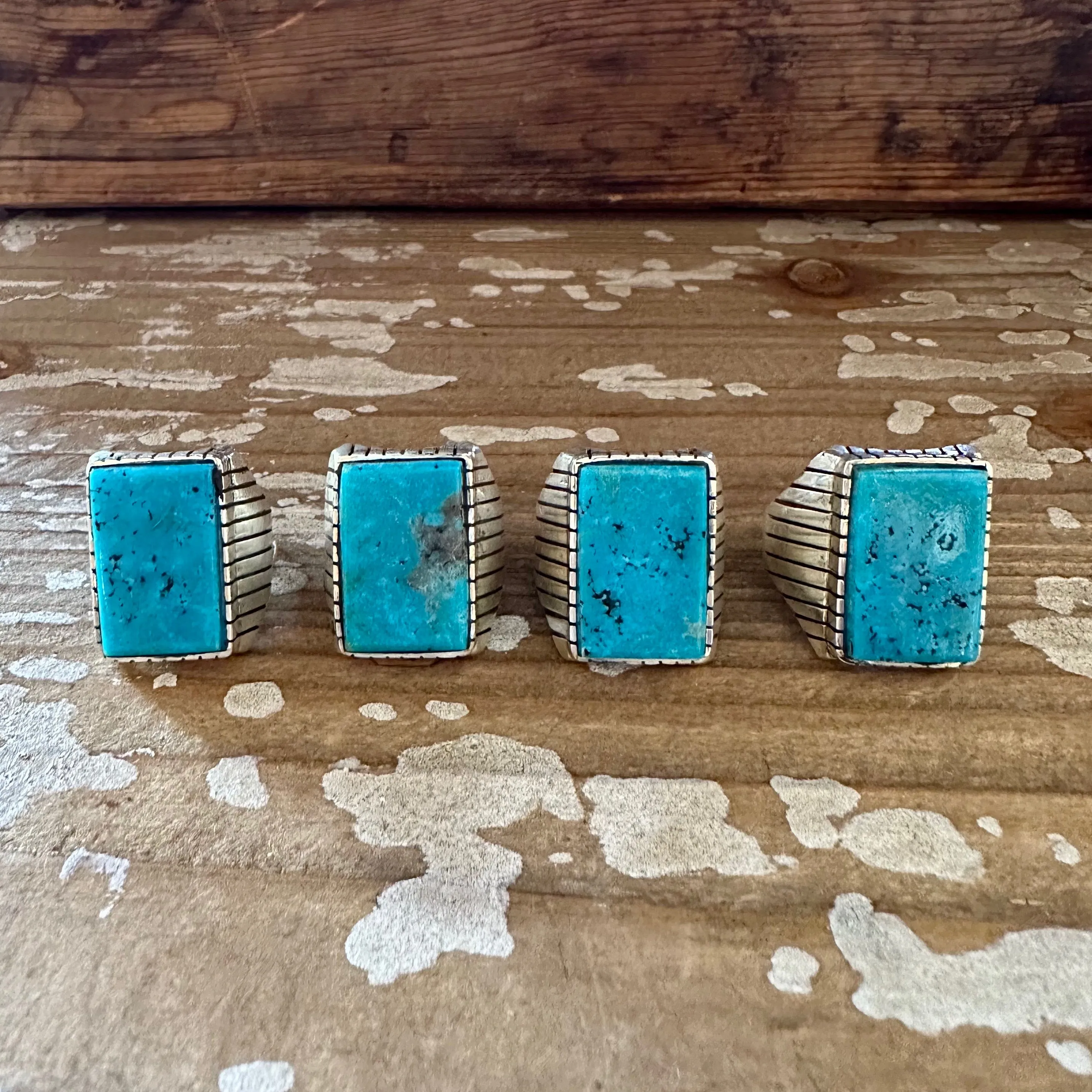 TREVOR JACK Navajo Handmade Mens Rings w/ Sterling Silver & Kingman Turquoise  Various Sizes