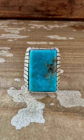 TREVOR JACK Navajo Handmade Mens Rings w/ Sterling Silver & Kingman Turquoise  Various Sizes