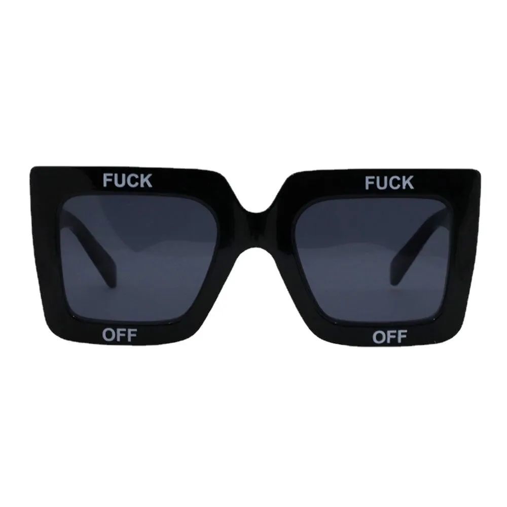 Unisex Casual Full Thick Frame Square Shape Letter Printing UV Protection Sunglasses