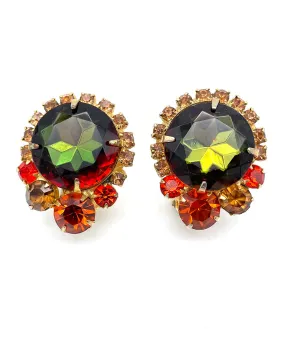 【USA輸入】ヴィンテージ JULIANA for TARA オレンジ トパーズ ビジュー イヤリング/Vintage JULIANA Orange Topaz Bijou Clip On Earrings