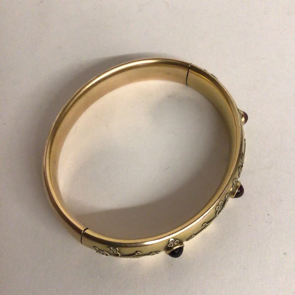 Victorian Gold Fill Bangle w. Cabochon Garnets