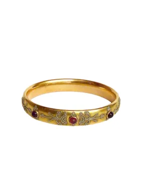 Victorian Gold Fill Bangle w. Cabochon Garnets