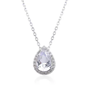 White Topaz Teardrop Necklace