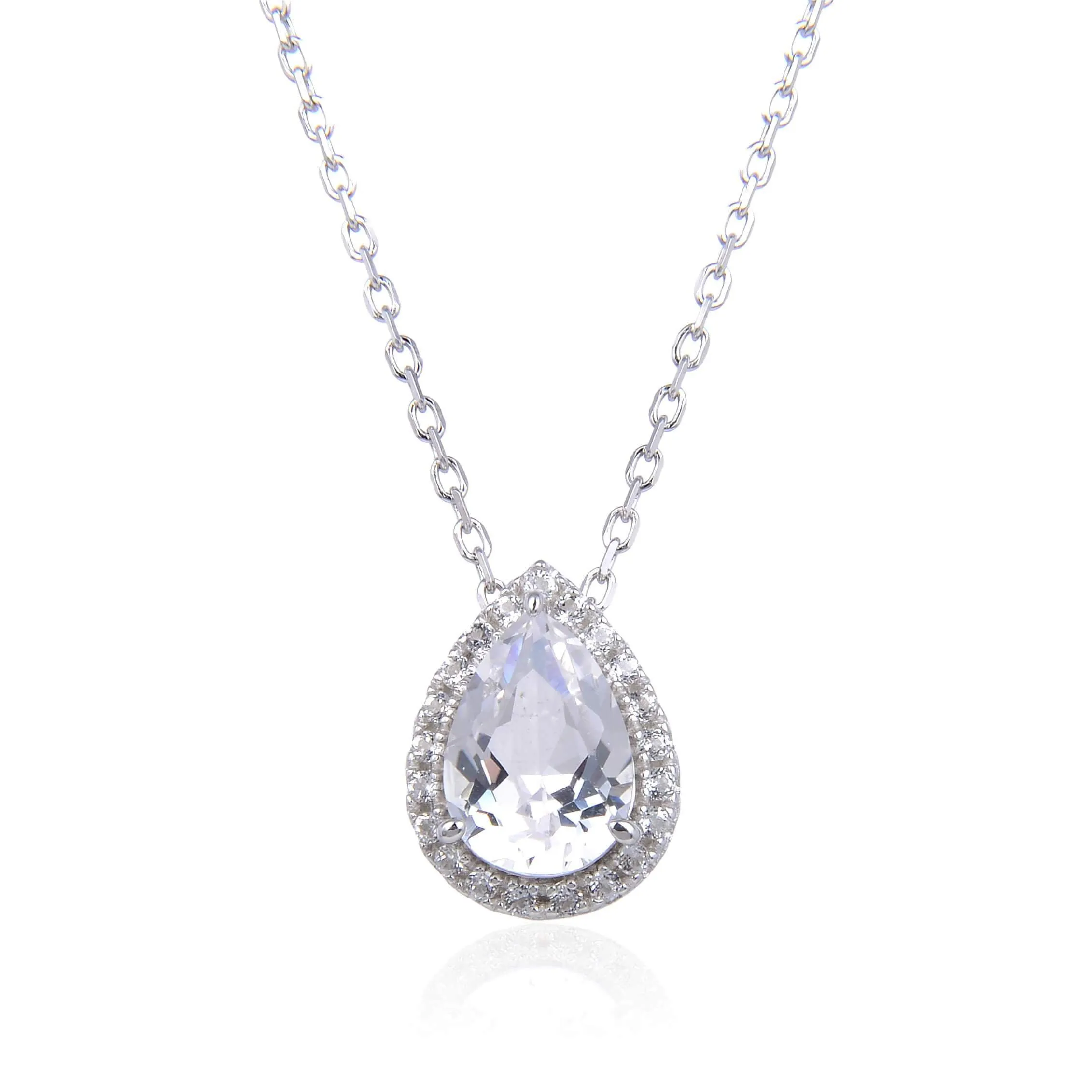 White Topaz Teardrop Necklace