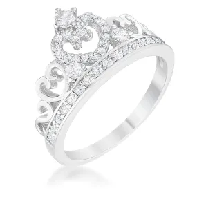 WildKlass Aurora 0.34ct CZ Rhodium Plated Heart Crown Ring