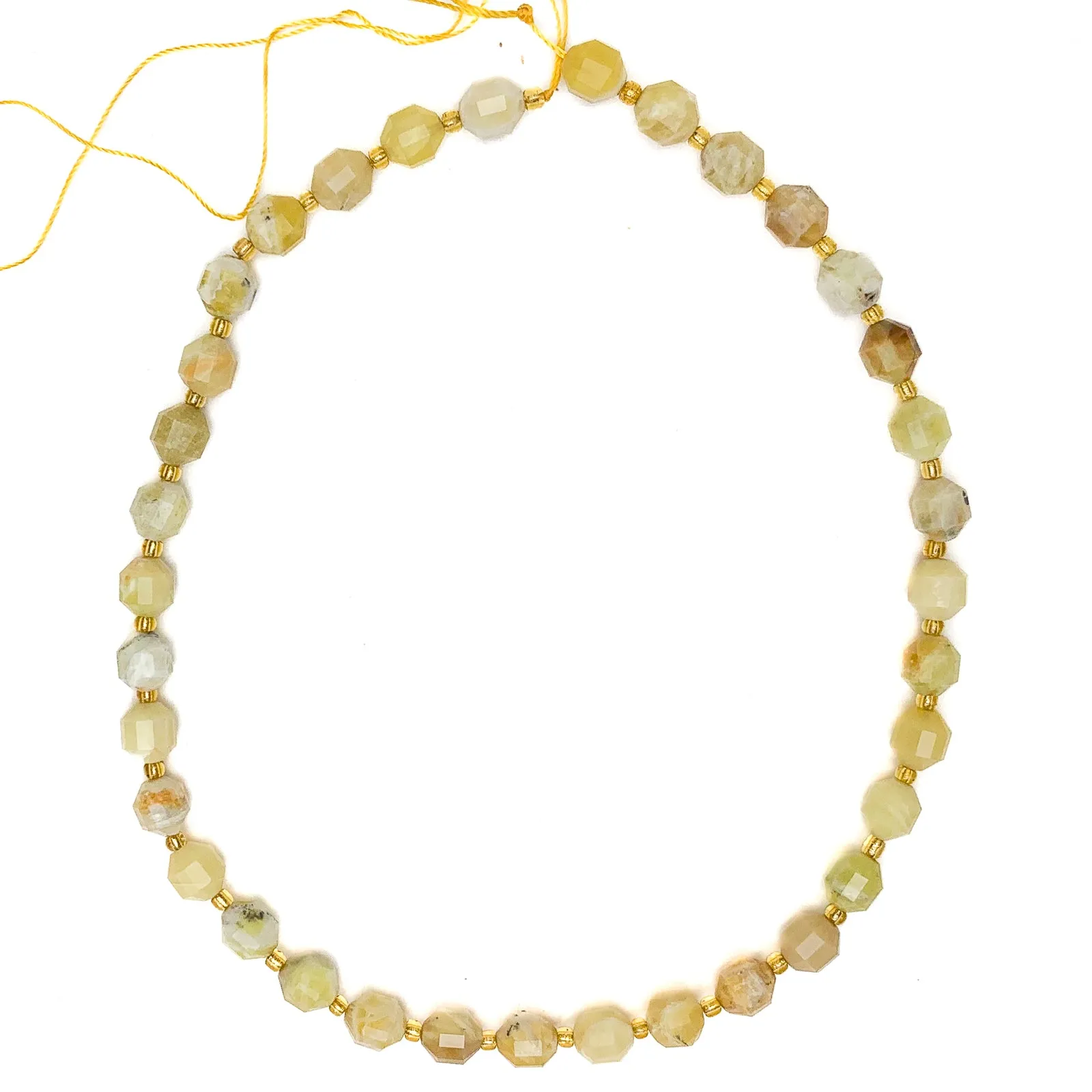 Yellow Opal 7mm Faceted Drums Bead Strand