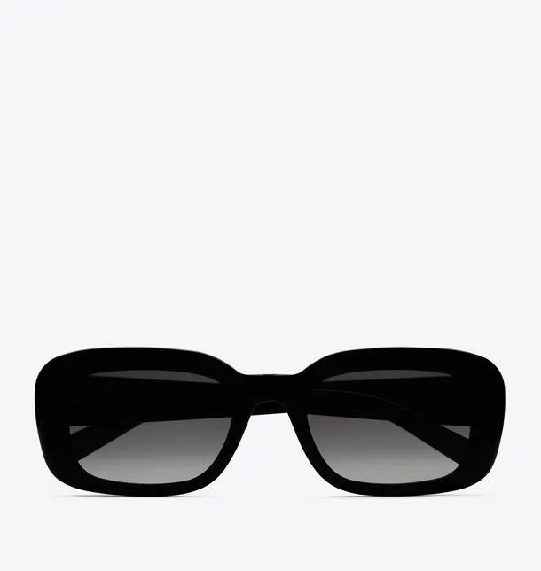 YSL SLM130 Pillowed Rectangular Sunglasses, Black (S)